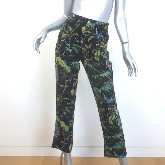 Gucci Tropical Floral Print Silk Pants Black Size 38 - Picture 1 of 8